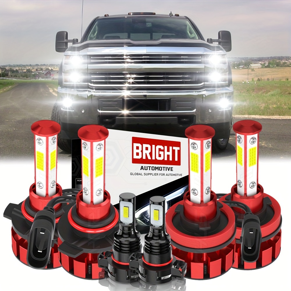 TEMU 6pcs Led Bulbs Silverado 1500/ 2500hd (07~15) Headlights+fog , 55w 9005/ Hb3+h11+h16/ 5202 Super Cob 5500lm 6000k 3800lm And , Of 6