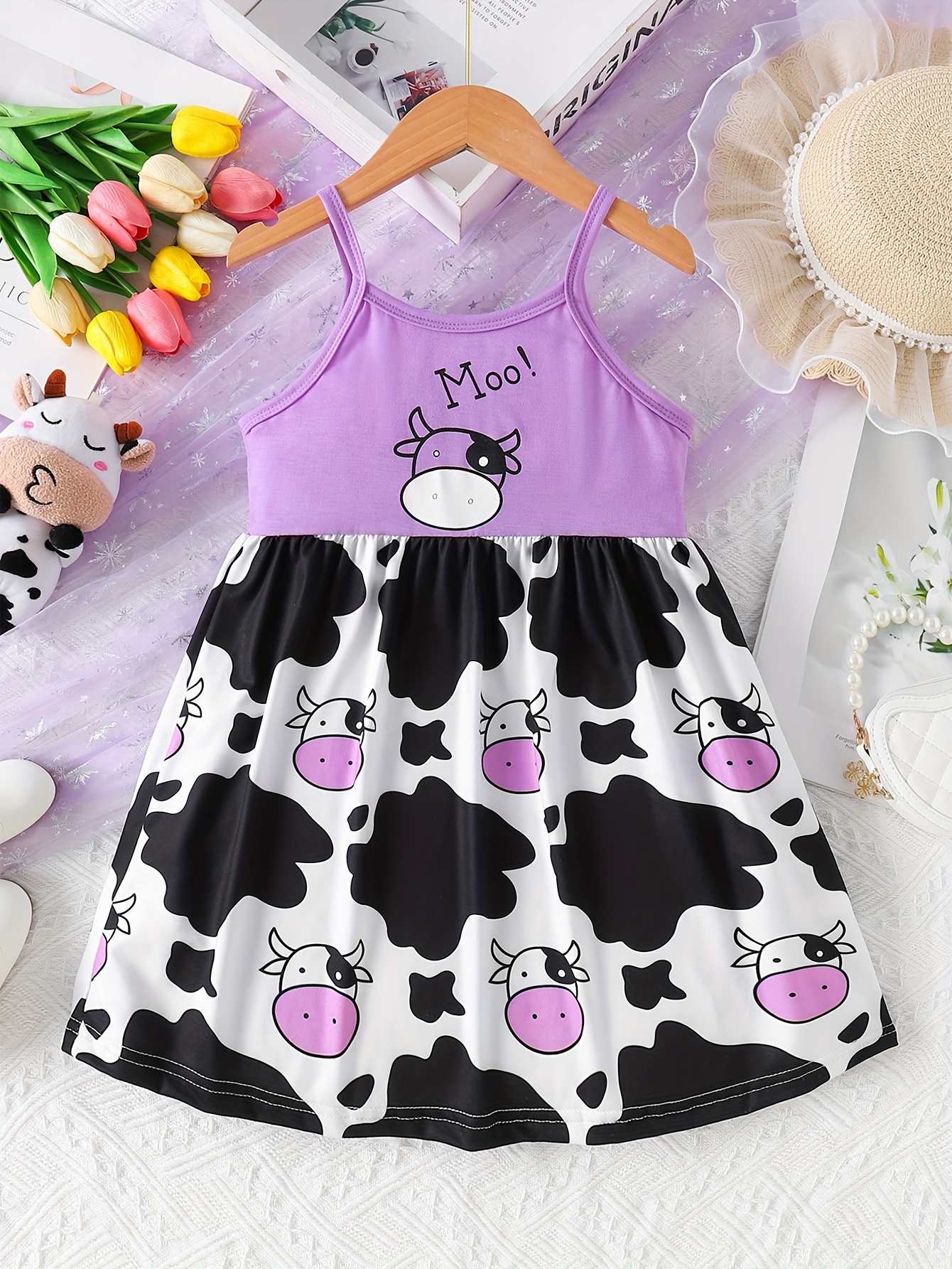 purple cow dress Jaded London Denim Cow Print Mini Dress