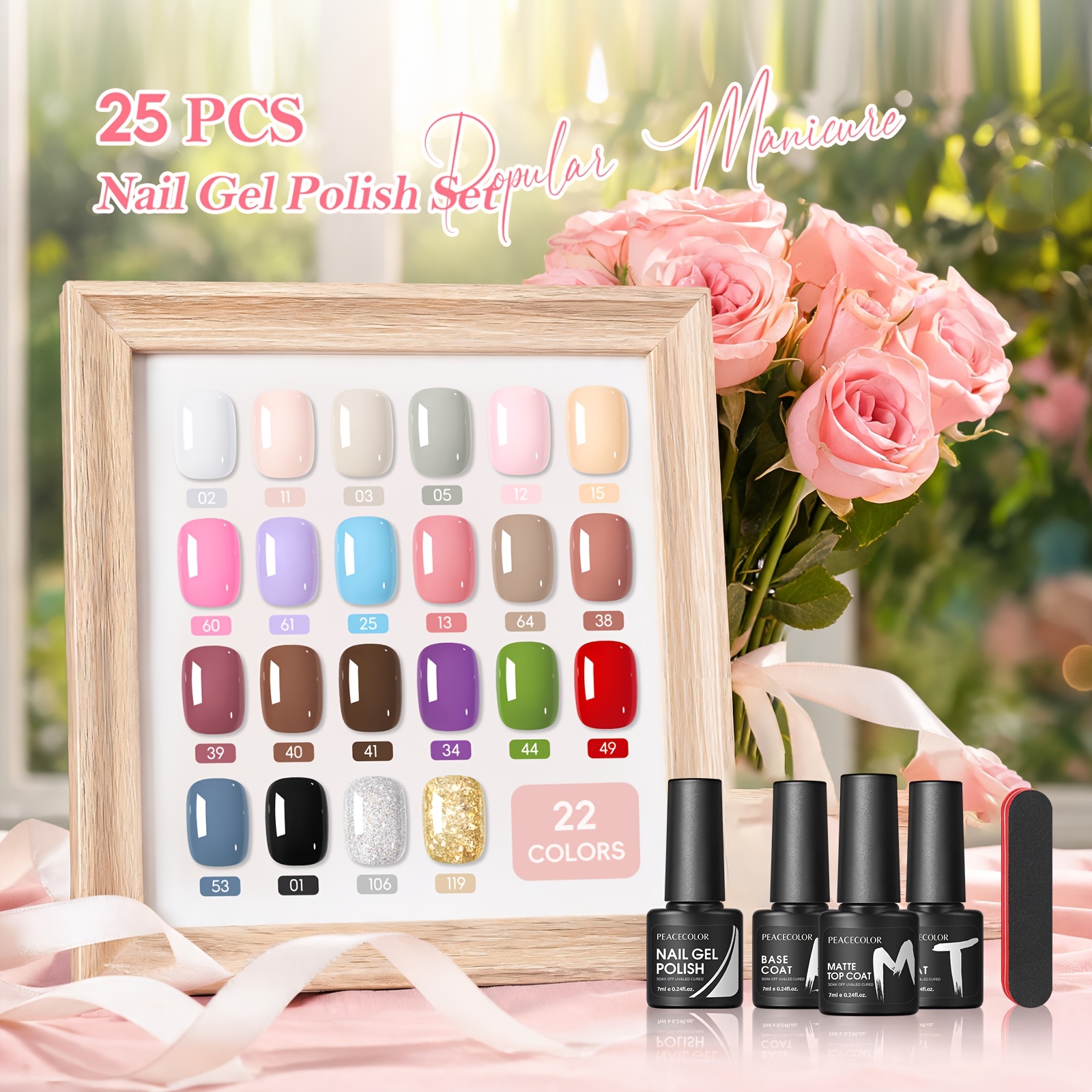 Peacecolor Gel Nail Polish Kit 22 Gel Polish Long-lasting Soak-off Led White Polish Fall Winter With 3pcs Base And Nail Kit Halloween & Christmas Holiday Gift Guide