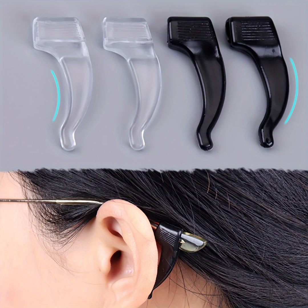 

2 Pairs Glasses Ear Hooks - Sports Eyeglasses Ear Hook Fixer Silicone Anti Slip Eyewear Temple Tips Sleeve Retainer Holder