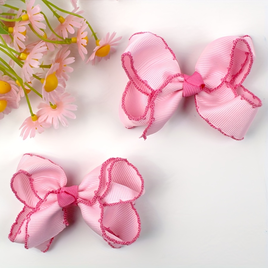 

2pcs Cute Bow Hair Clips With Mesh Ribbon - Sweet Handcrafted Fabric Barrettes For Women And Girls