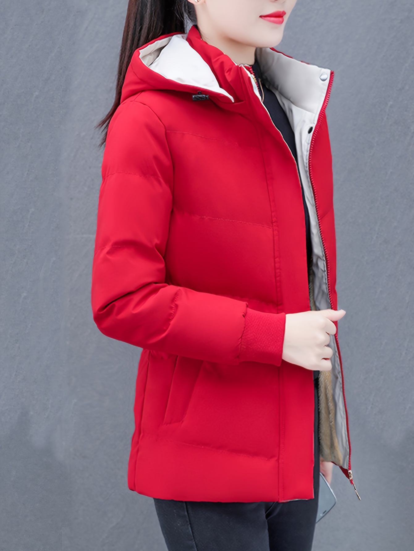 women's stylish puffer jacket warm polyester coat Temu Australia