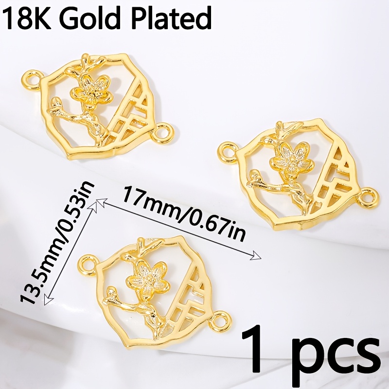 TEMU 1pc 18k Golden Plated Brass Connectors For Jewerly Connectors For Bracelets Accessories Making Supplies, Earrings Findings