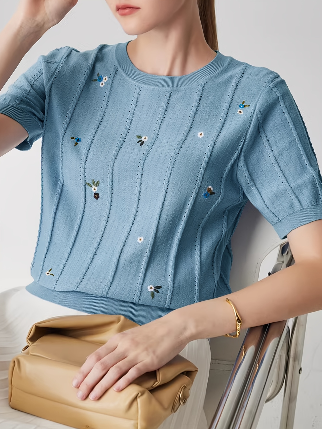 t shirt à manches courtes brodé Temu Switzerland