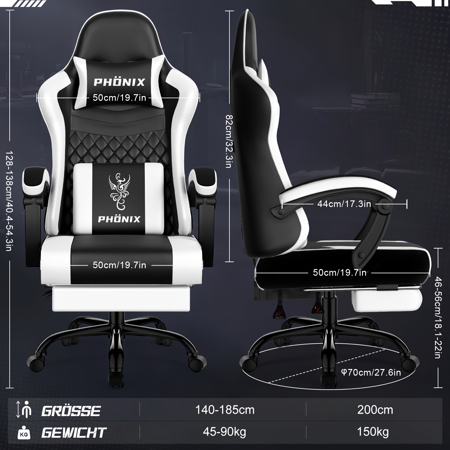 Gronfont gamingstoel met voetensteun