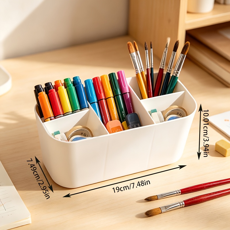 Image of 5-grid Table And Drawer Storage Box, Large Capacity Pen Holder Organizer, Multifunctional Storage Box, For Home, Office, Or Mall Use - Ideal For Pens, Pencils, Colored Pencils, Scissors, Erasers, Etc