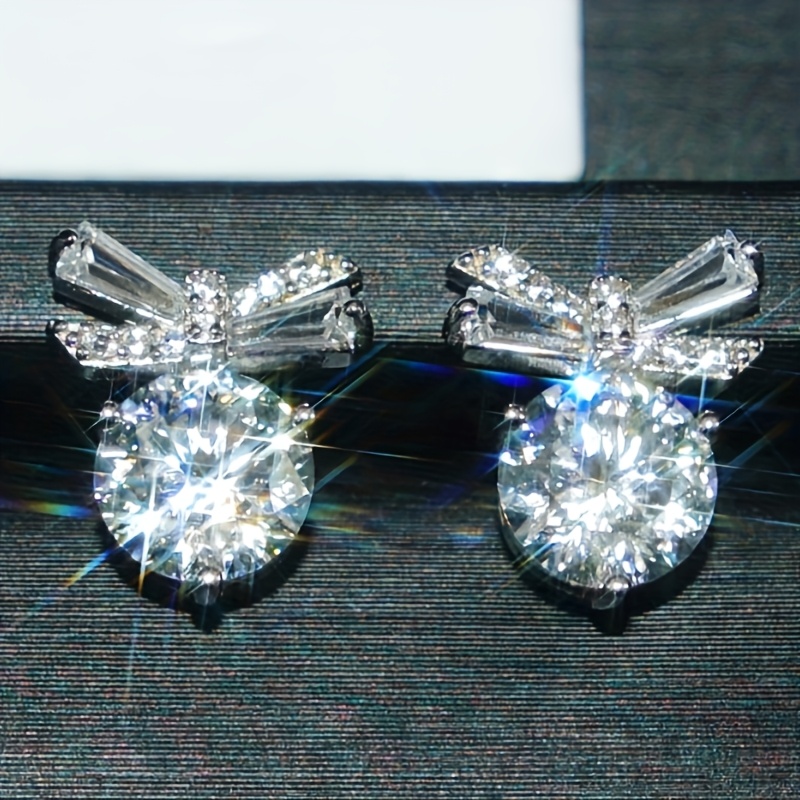 Delicate Inlay Shiny Synthetic Zirconia Stud Earrings For Women Daily Party Vacation Fashion Cute Earrings Jewelry