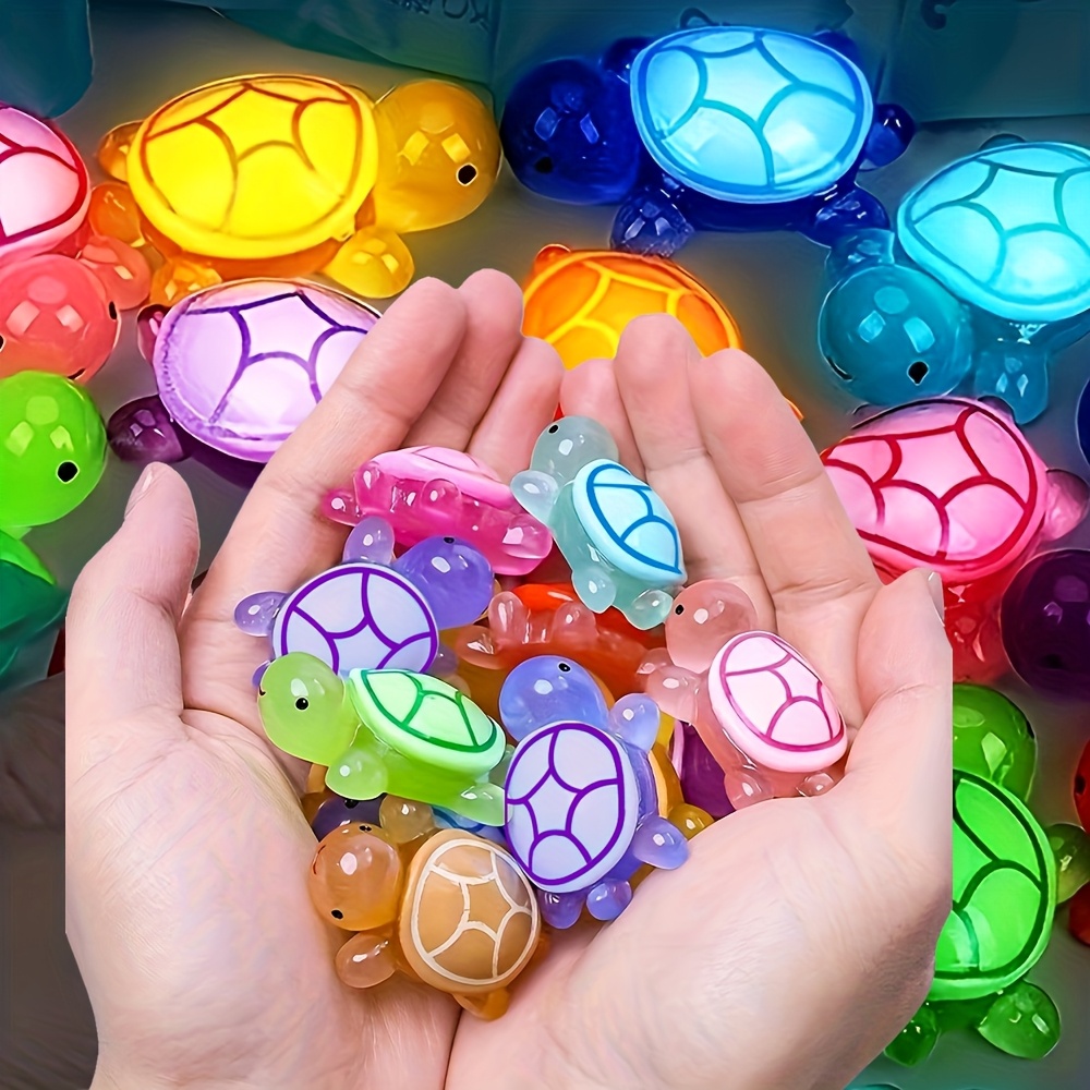 

30pcs -the-dark 3d Turtle Figurines - Colorful, Translucent Plastic Decorations For Diy Crafts, Party Favors, Classroom Rewards & Beach-themed Events