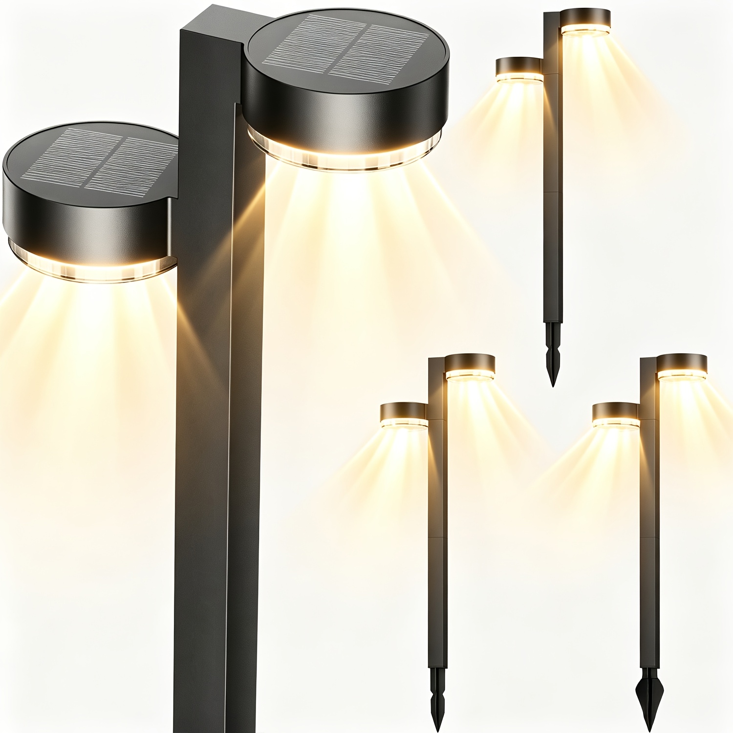 TEMU Confezione da 4/8 luci solari da esterno per giardino, 2-in- luminose 3500K caldo per uso esterno con 24 LED, accensione/spegnimento automatico,