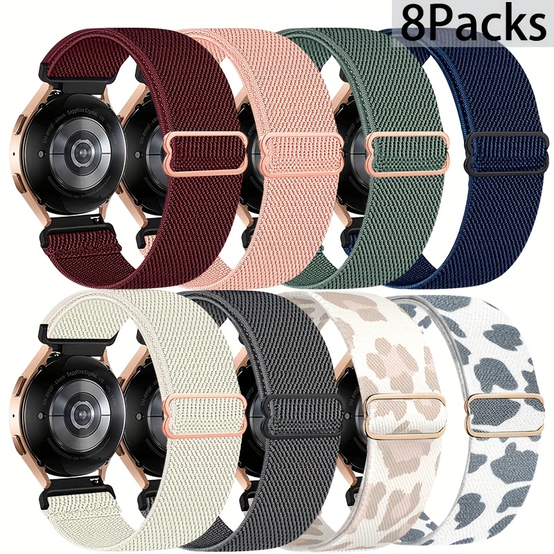 8 Pack Stretchy Nylon Solo Loop Bands Compatible With Galaxy Watch 7 6 5 4 Band 40mm 44mm, Galaxy Watch 5 Pro/watch 6 4 /active 2, 20mm Band For Watch Bands