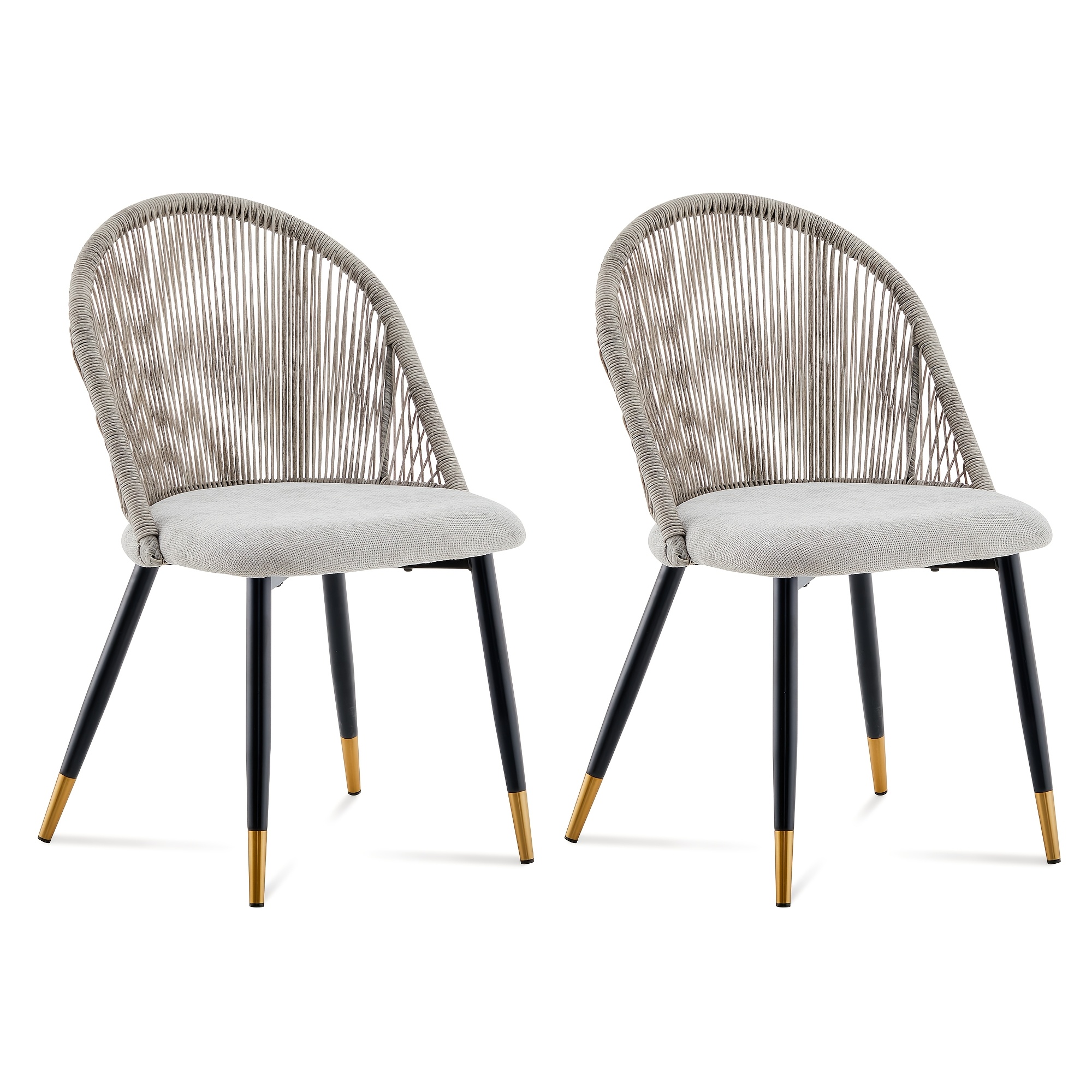 Set Of 2 Contemporary Dining Chairs Featuring A Backrest, From Polyrattan With Upholstery, Ideal For Kitchens, Gardens, And As Padded Shell Seating