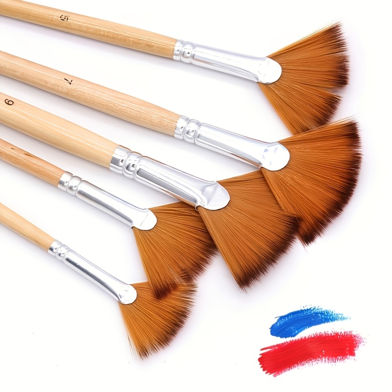 TEMU 10pcs Fan-shaped Gouache Paint Brush Set, High Quality Anti-shedding Nylon Hair - Perfect For Artists - Ideal Holiday Gift For Professional