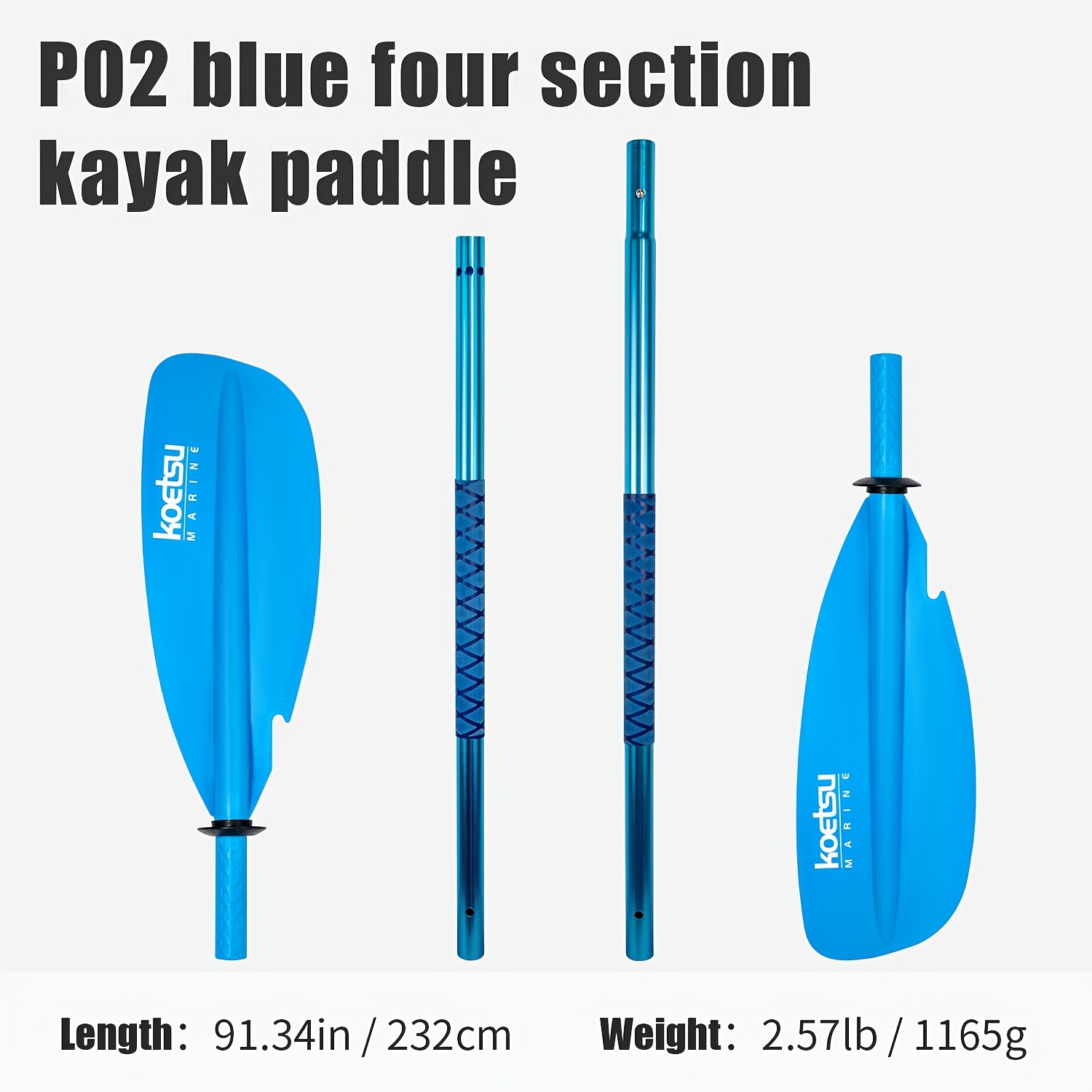 KOETSU Adjustable Kayak Paddle in Blue or Orange