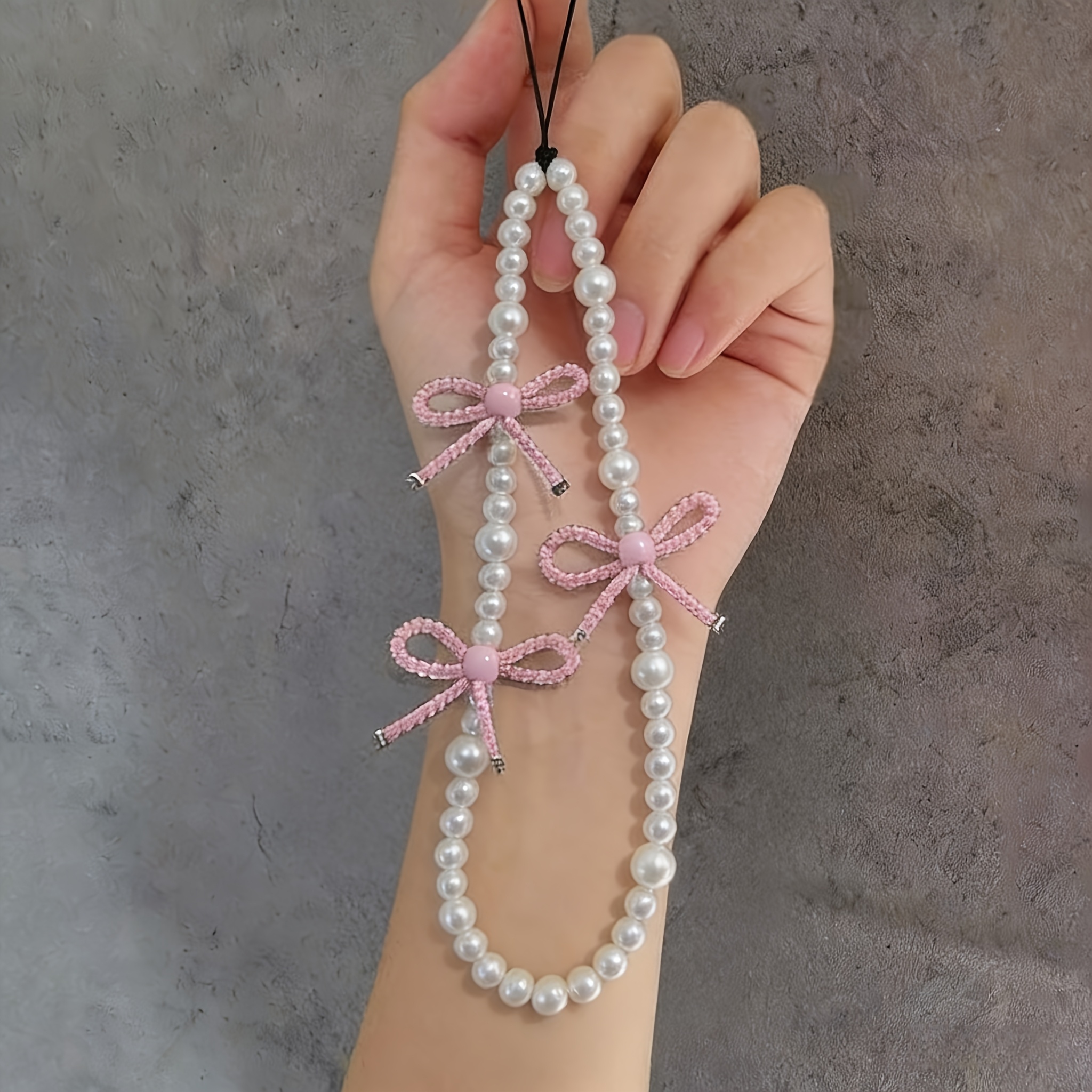TEMU 1pc Cadena para Teléfono con de Cuentas Rosa Creativa de de Perlas Fáciles, Cordón para Llaves, Colgante CCD, Cadena para Teléfono de Cuentas