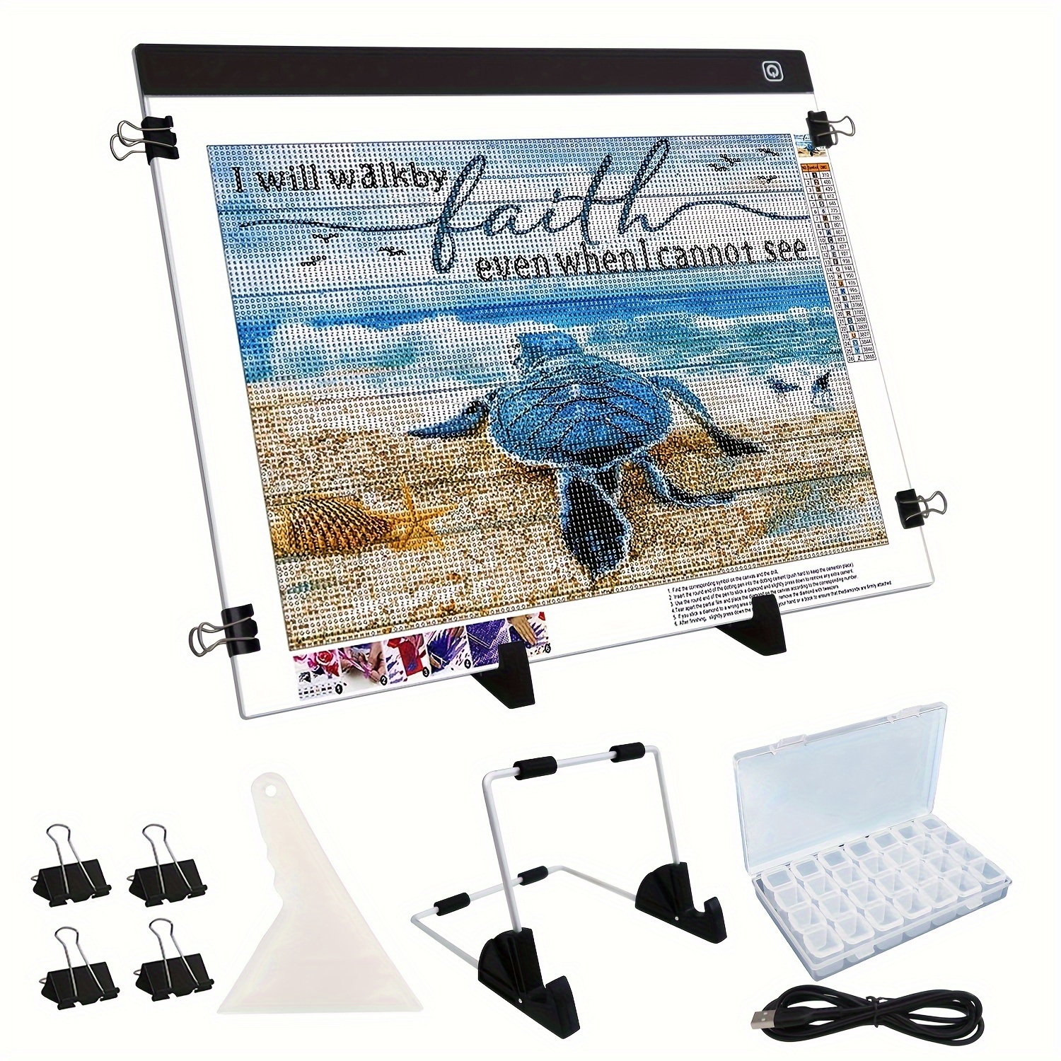 

Usb Powered Led Light Board For Diamond Painting Kits - Adjustable With Detachable Stand And Clips - Includes Diamond Painting Tools