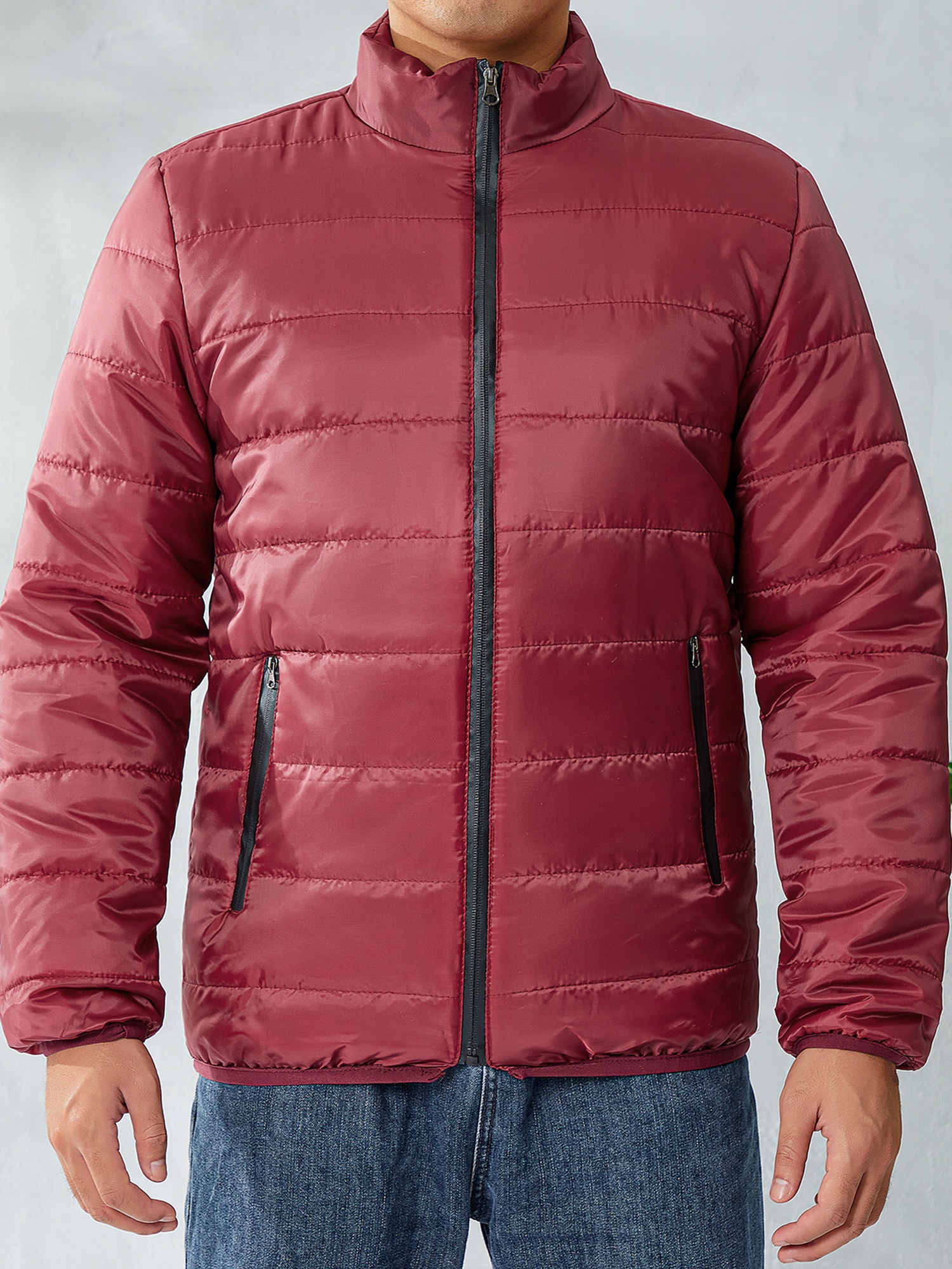 men s packable stand collar full zip jacket winter - Temu