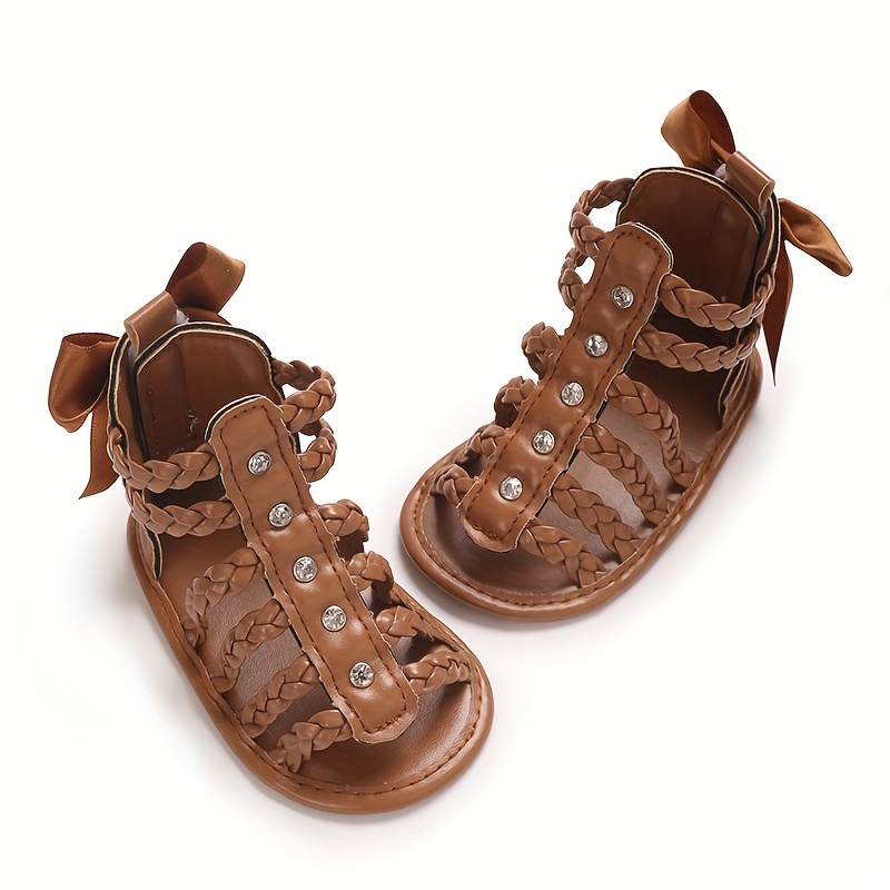 Trendy Cute Bowknot Decor Hollow Sandals For Baby Girls, Breathable Lightweight Walking Shoes For Summer