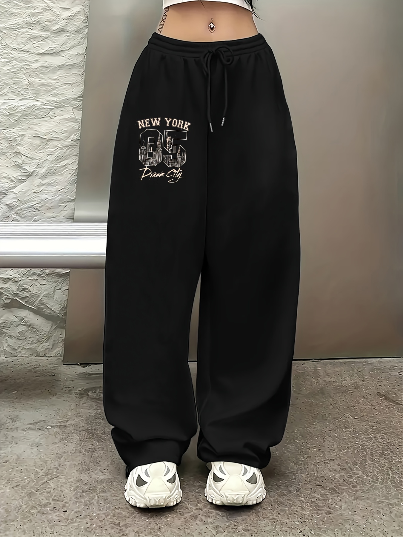 Damen Jogginghose Mit Hoher Taille - Bequeme Baggy Hose Für Sport Und Alltag