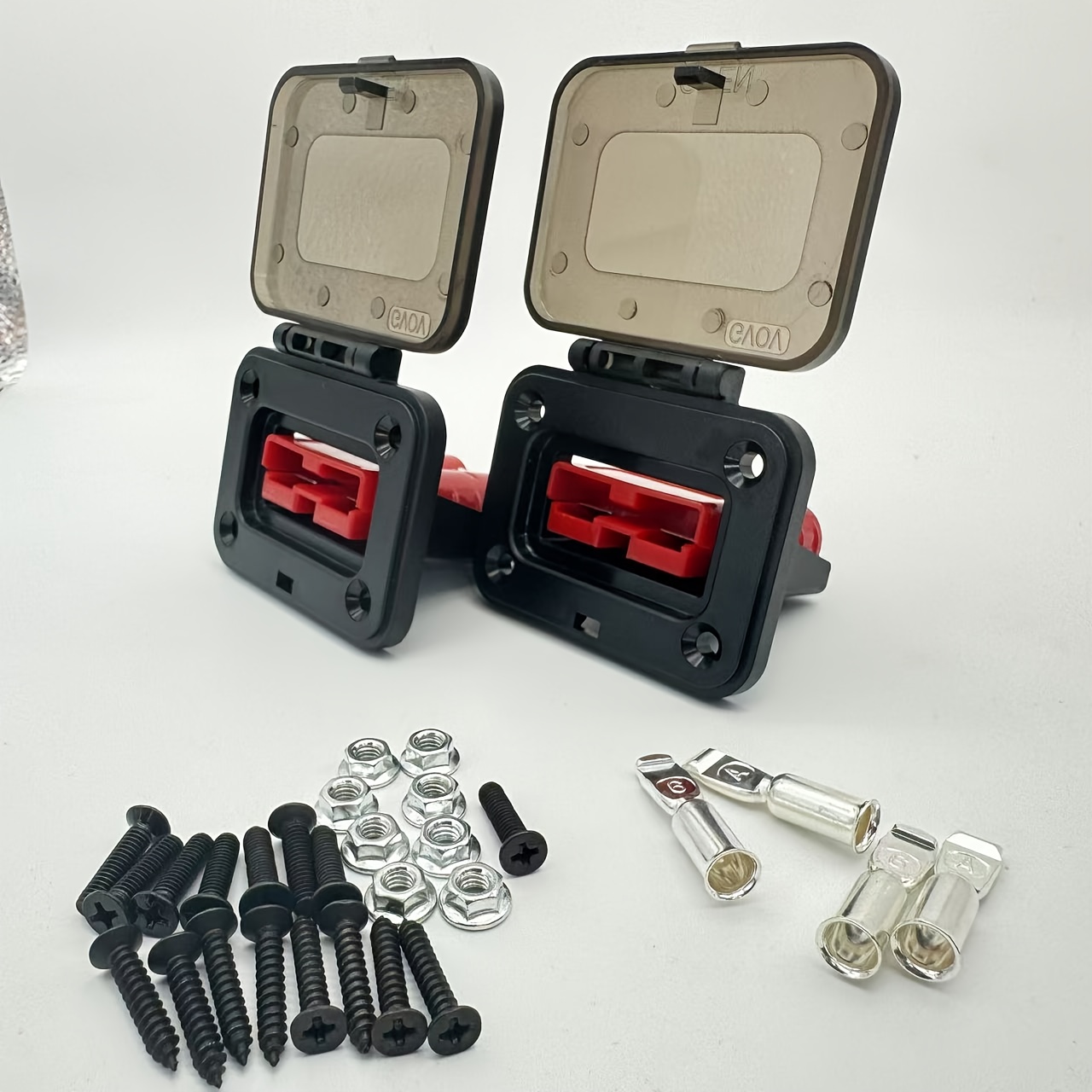 Suitable For Anderson 50-amp Plug Mounting Bracket Kit, With Transparent Cover, Fixing Bracket, 2 Sets