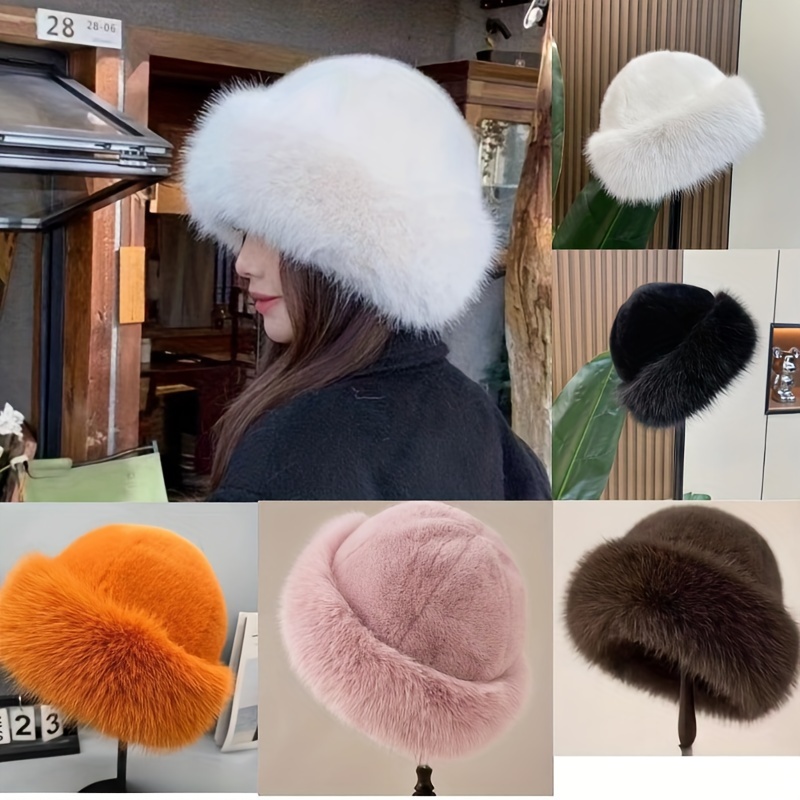 

Faux Fur Mongolian Hat With Thick Fleece Lining, Soft Warm Winter Plush Hat For Women