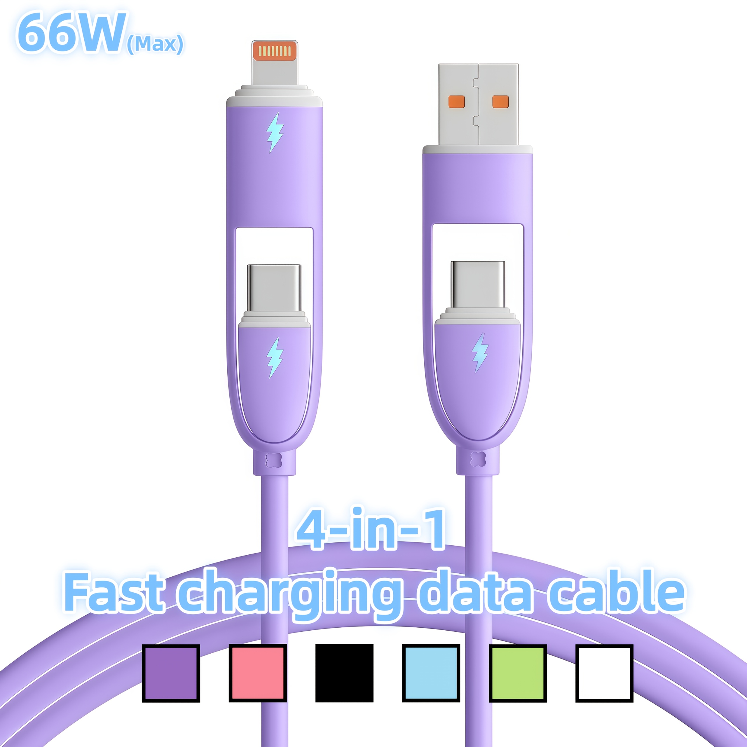 4 in   fast charging cable 66w pd usb c to usb type c lightning high speed data transfer suitable for iphone ipad xiaomi samsung     and other devices