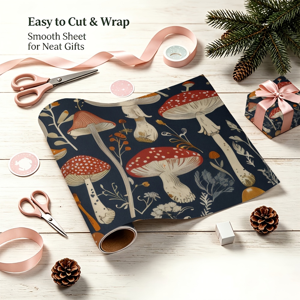 Vintage Mushroom Botanical Print Wrapping Paper for Holiday Gifts