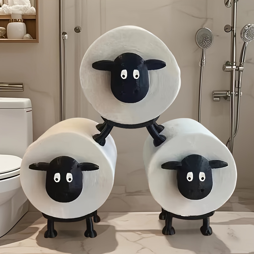 

Cute Sheep-shaped Toilet Paper Holder, Freestanding Self-adhesive Bathroom Roll Dispenser, Unique And , With Creative Gift For