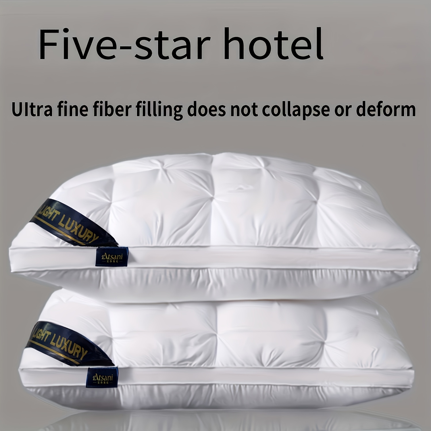 TEMU Oreiller d'hôtel luxueux et , confort , et à la pression, protection cervicale, lavable, housse en polyester hypoallergénique avec fermeture