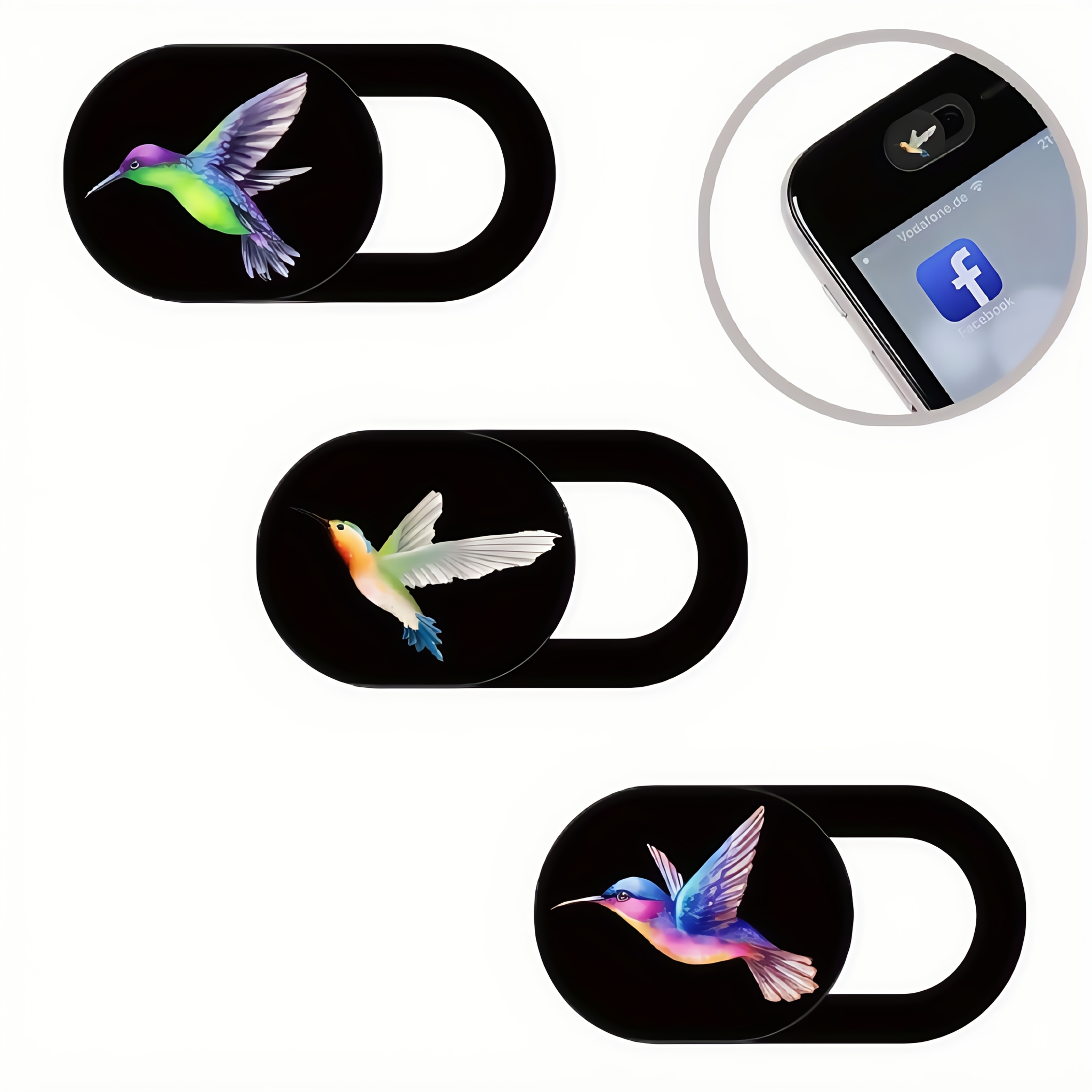 TEMU 3pcs Hummingbird Privacy For Webcams - Vibrant Colorful Design, Strong Adhesive, Secure & Aesthetic Protection For Laptops, Desktops,