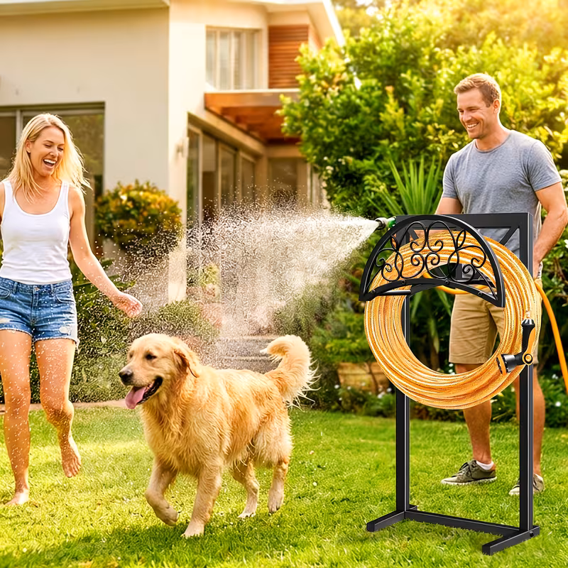 heavy duty metal garden hose holder freestanding outdoor
