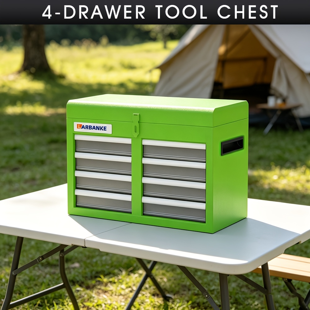 Portable 4 Drawer & Top Storage Tray Tool Box, Metal Tool Box, Hand Carry Tool Cases For Tools Storage, Used With Tool Cabinets, For Garage, Home Or Workbench