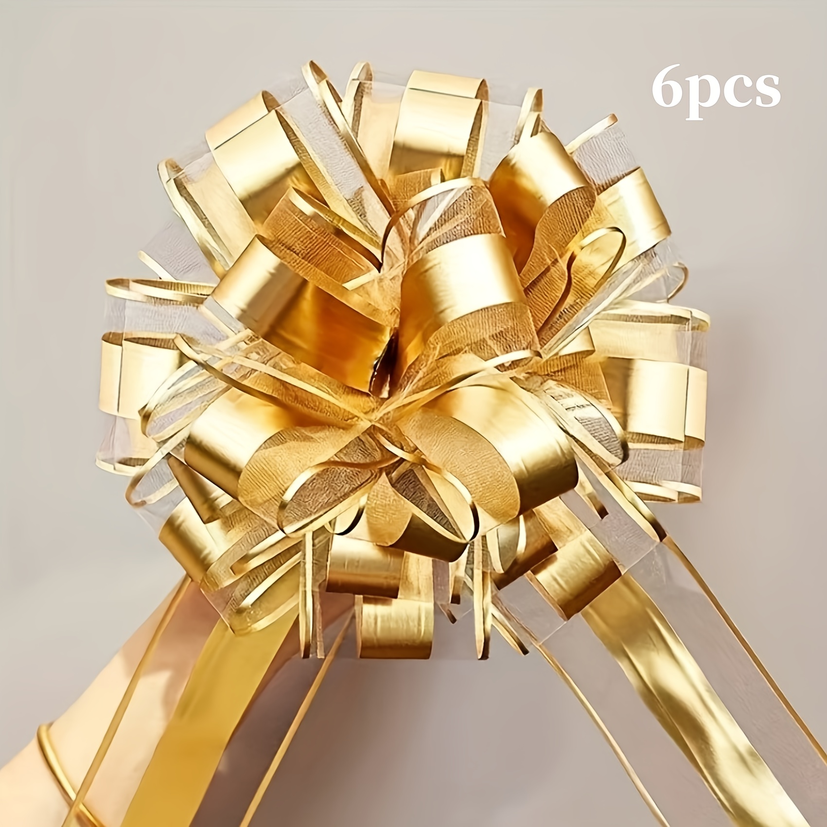 E-shop 6/10 Szenen Elegante Satin Schleifen | Weinrot und Golden, Glänzendes PP Material, Geeignet für Hochzeiten, Partys, Weihnachten, Valentinstag,