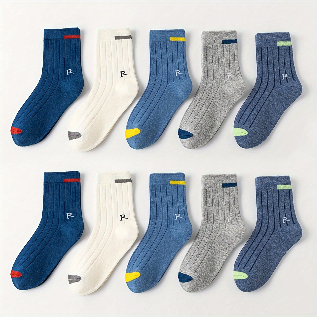 Image of 5-pair Boys' Socks, New Autumn/winter Mid-calf Sports Socks, Breathable Solid Socks For Boys, Halloween / Christmas / Kid's Gift