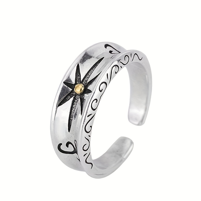 Stylish Hip-Hop Starry Wide Open Ring, Perfect for Autumn