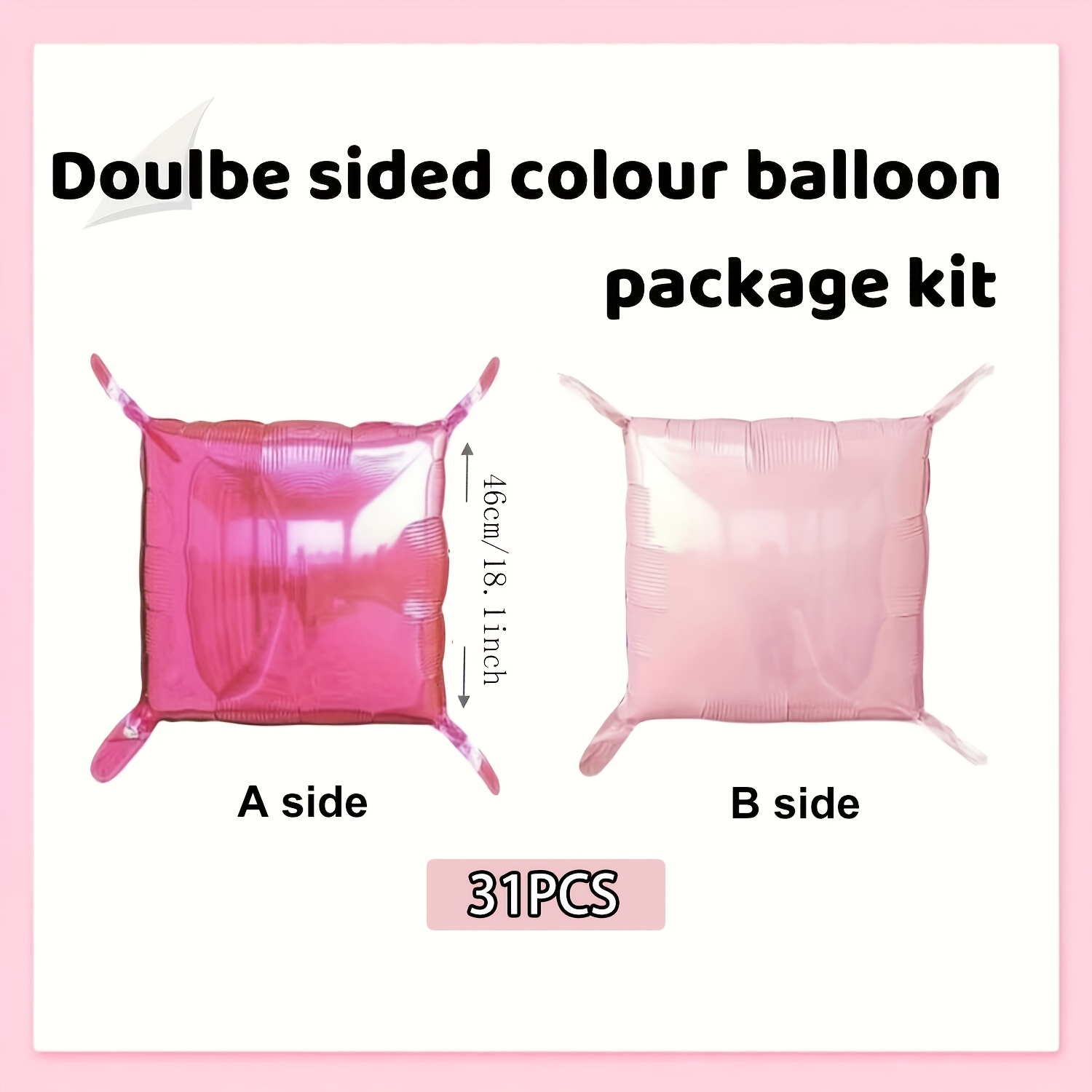 TEMU 31 Pack, Rose Red And Pink Square Balloon Wall Balloons-valentine's Day- Foil Balloons-reusable, Suitable For Parties, Birthdays, Weddings ,