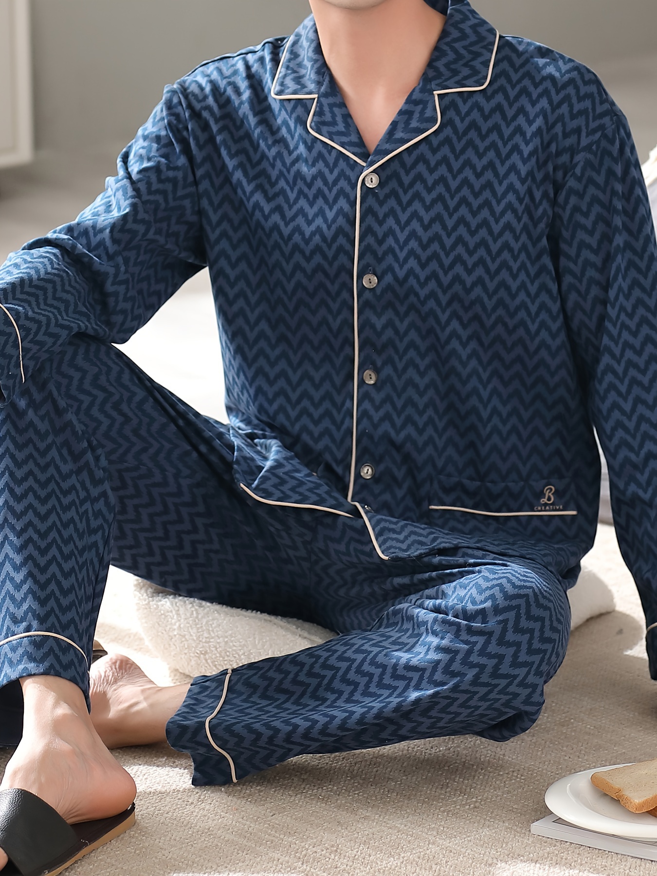 Cardigan Men's Pure Cotton Thin Long Sleeve Simple Spring and Autumn Home Clothes Men's Middle-aged Dad's Full Cotton Plus Size Pajamas