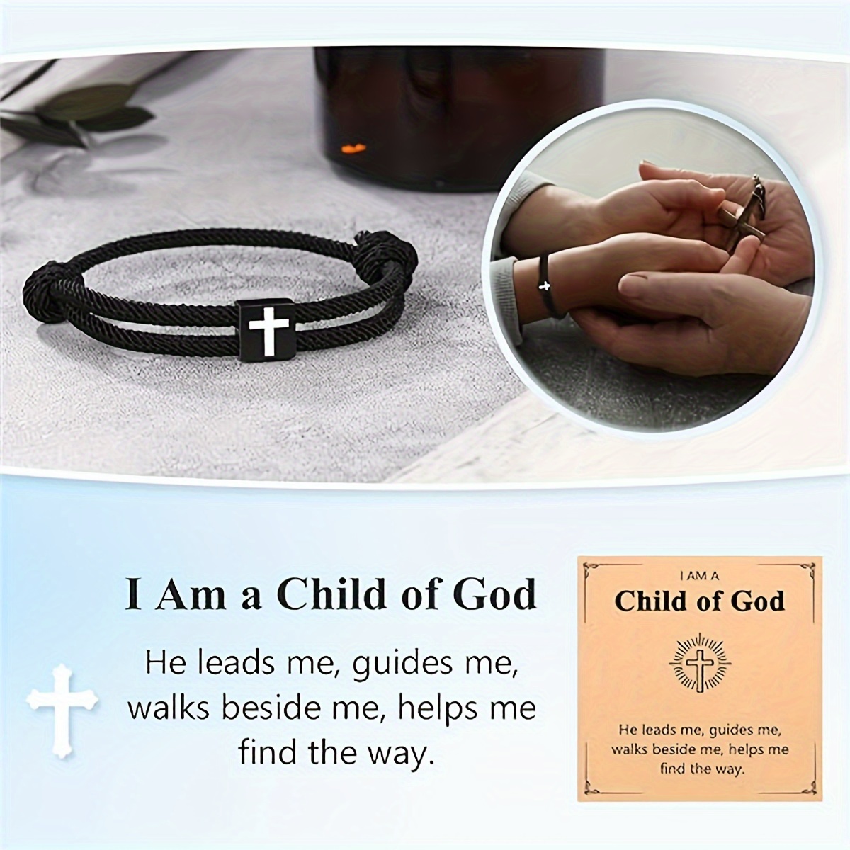 Men's Braided Rope Cross Bracelet