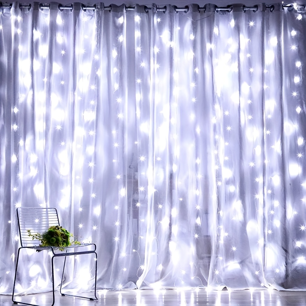 TEMU Christmas Decorations For Home 200 Led For Bedroom Backyard Hanging Curtain String Lights, With Remote, Backdrop Hanging, Christmas Decor Hanging Curtain String Lights Valentines Day Gifts