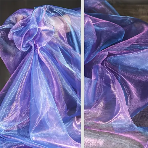 1pc elegant sheer polyester fabric for evening gowns drapes stage decor designer projects breathable smooth texture