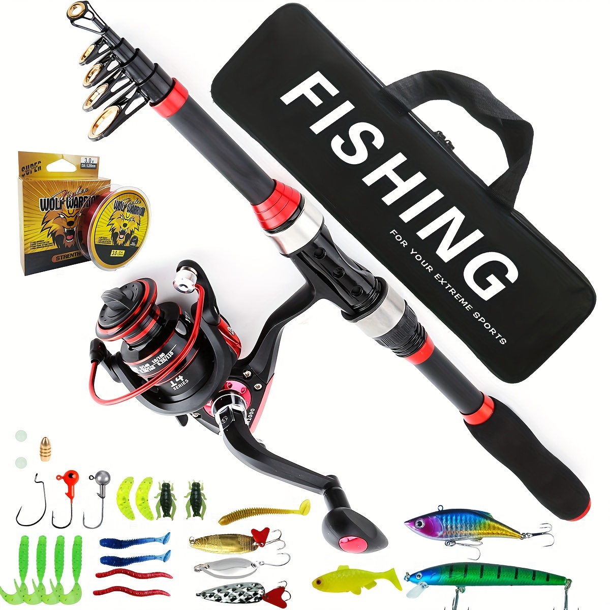 70.87inch Fishing Rod And Fishing Reel Set With Storage Bag And * Bait,  Fishing Accessories