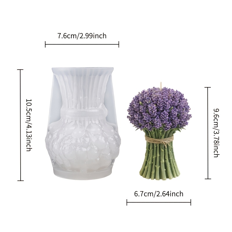 TEMU Stampo in silicone con forma di bouquet di lavanda con a giunzione di bamb羅 3D | e curativo, resistente alle alte temperature, non appiccicoso,
