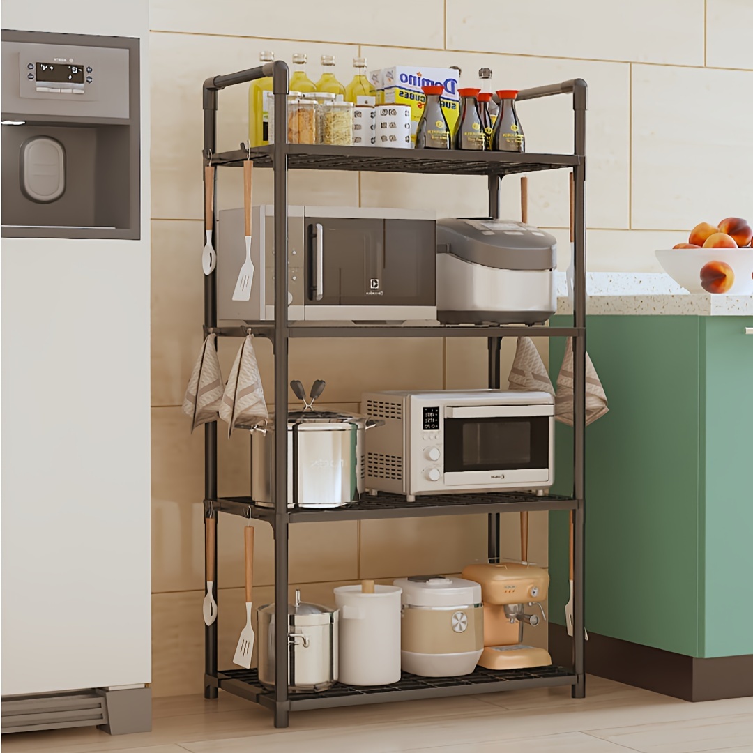 TEMU 4-story Multipurpose Metal Storage Racks - Kitchen Racks, Microwave, Oven, Bathroom And Living Room Storage Racks, Construction And Easy Assembly