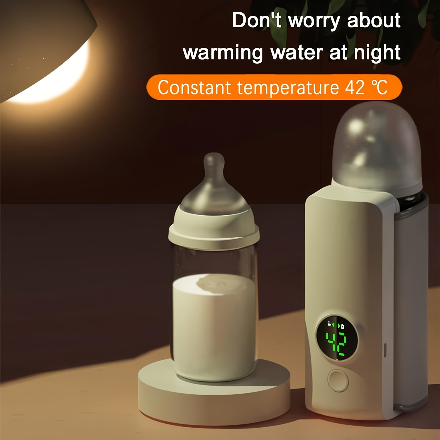 1pc wireless rechargeable milk warmer portable bottle heater with lcd display usb charging 6000mah lithium battery   temperature control compact travel   details 0