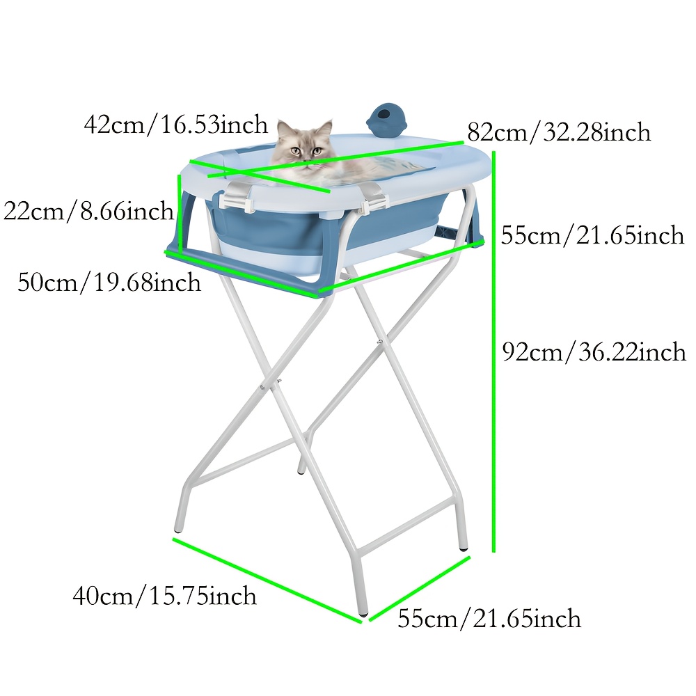 Image of Large Portable Bath Tub With Stand Dog Bath Tub Suitable For Cats And Dogs Ideal For Commercial And Home Use Space- Pet Bath Tub 40x55x92cm Blue