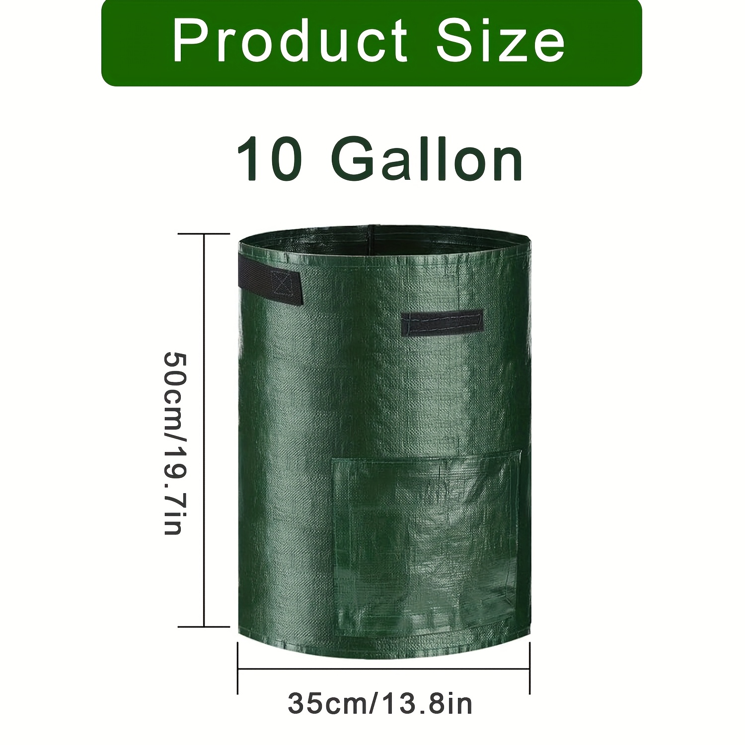 TEMU 5-pcs Potato Grow Bags, 1 Gallon/5 Gallon/7 Gallon/10 Gallon Grow Bags With Handles And Harvest Window, Plant Container Planters For Potatoes,