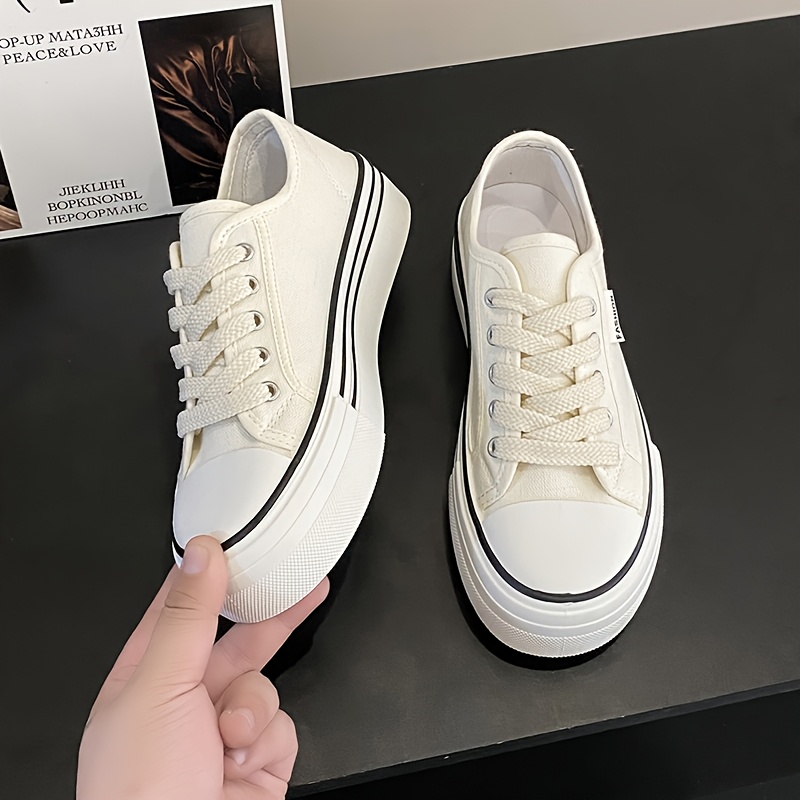 TEMU Women's Versatile Comfortable White Sneakers, Flat Casual Athletic Shoes, Women Shoes