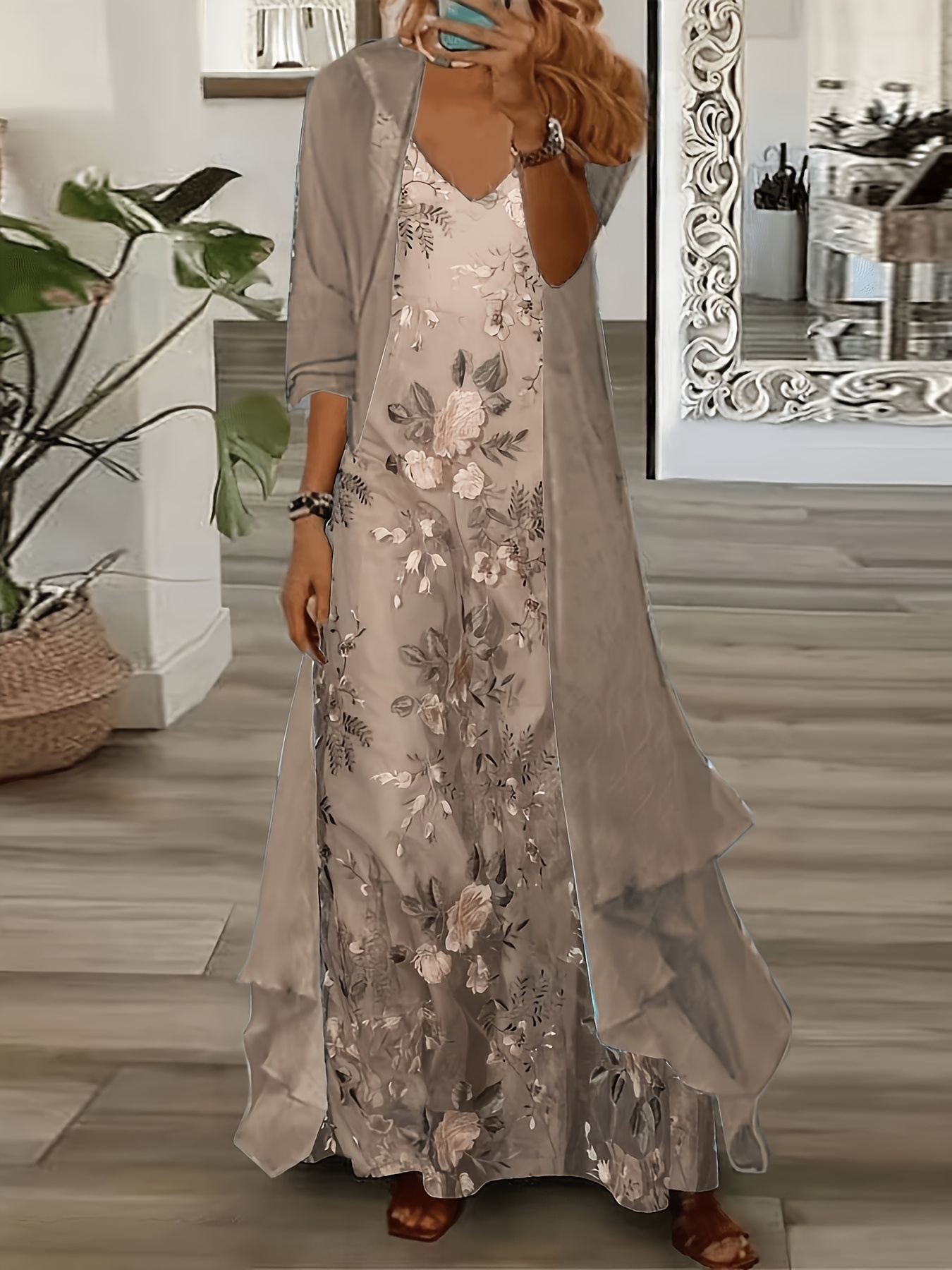 2 piece formal dress set A Line V Neck Two Pieces Blue Prom Dresses, 2 Pieces Blue Formal Eveni –  jbydress main image 1