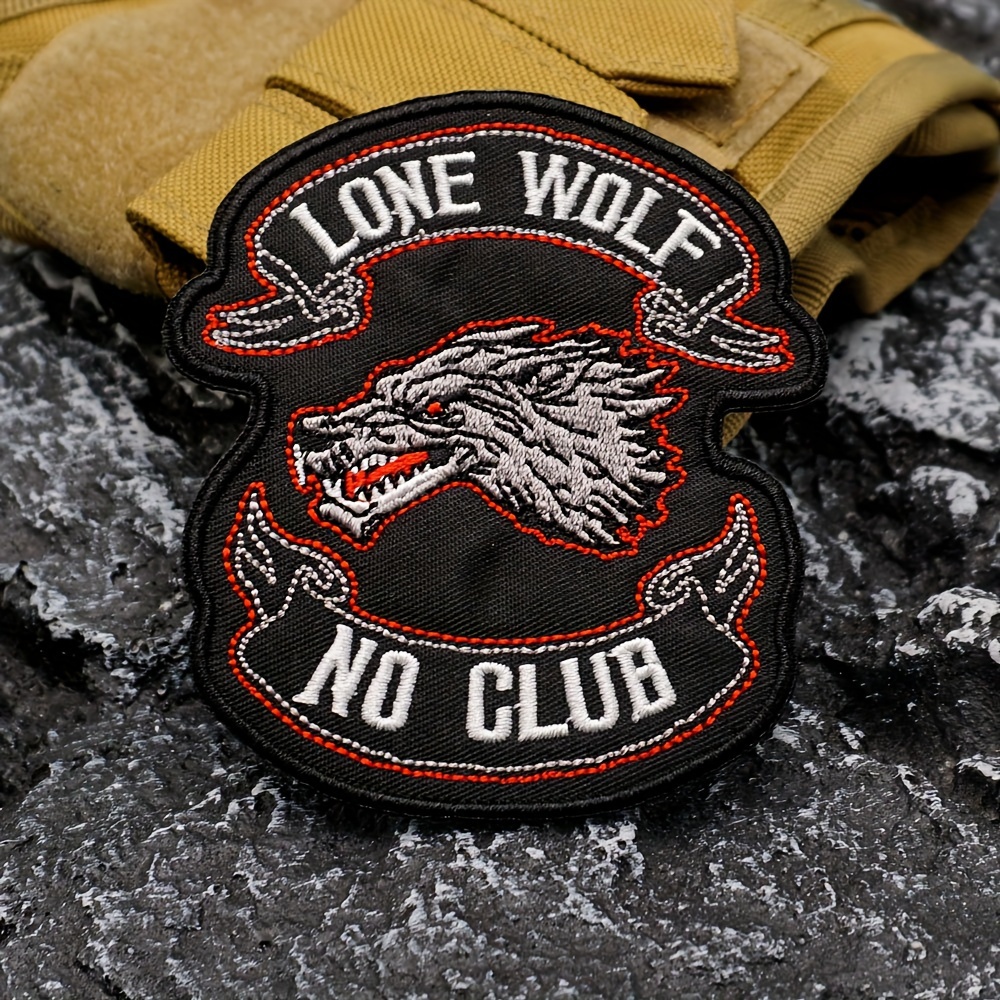 

Lone Wolf No Club Embroidered Patch - Black, Iron-on/sew-on Applique For Clothing And Backpacks