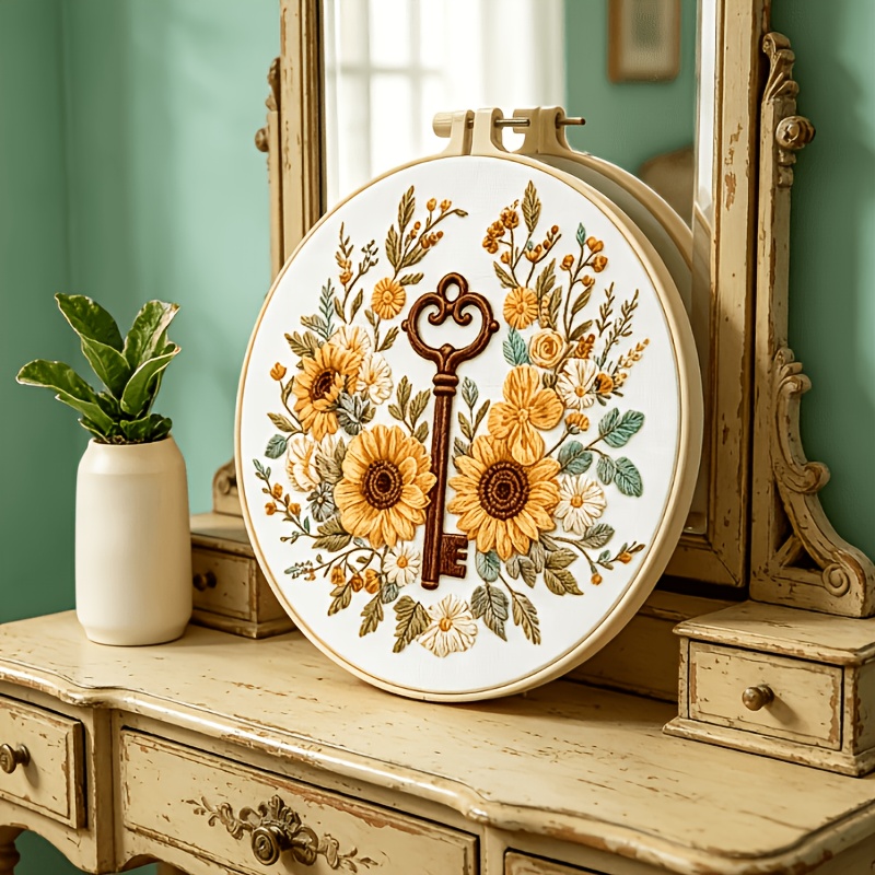 Embroidery Kit, Secret Key in the Flower Bush