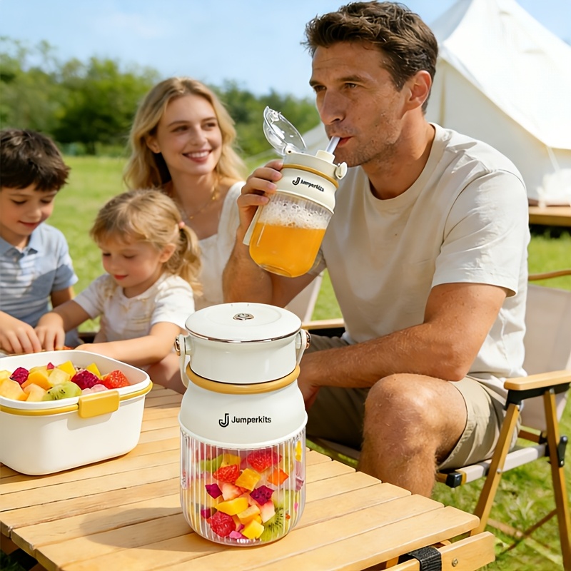 Outdoor Large-Capacity Portable Fruit Juicer Mixer, Juice Cup with 800Ml Capacity, USB Rechargeable, Can Crush Ice, Fruit Smoothie Shake Mixer, 10-Blade Juice Smoothie Mixer
